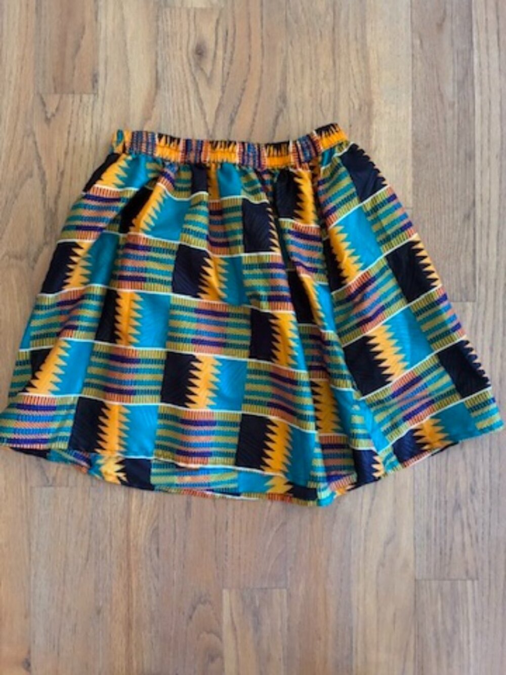 Ankara African Geometric Print Elastic Waist Skirt Youth XL